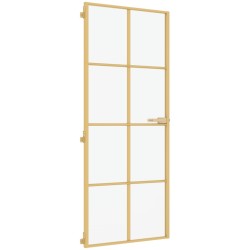 vidaXL Innentür Schlank Golden 93x201,5 cm Hartglas und Aluminium