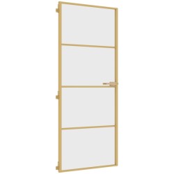 vidaXL Innentür Schlank Golden 83x201,5 cm Hartglas und Aluminium