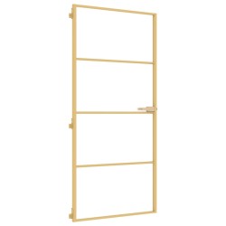 vidaXL Innentür Schlank Golden 93x201,5 cm Hartglas und Aluminium