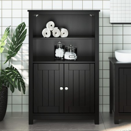 vidaXL Badschrank BERG Schwarz 69,5x34x110 cm Massivholz Kiefer