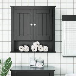 vidaXL Bad-Wandschrank BERG Schwarz 69,5x27x71,5 cm Massivholz