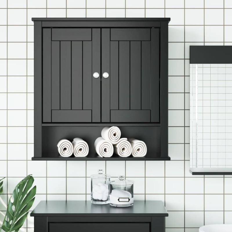 vidaXL Bad-Wandschrank BERG Schwarz 69,5x27x71,5 cm Massivholz vidaXL Bad-Wandschrank BERG Schwarz 69,5x27x71,5 cm Massivholz