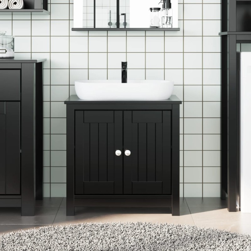vidaXL Waschbeckenunterschrank BERG Schwarz 60x34x59 cm Kiefernholz