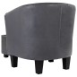 vidaXL Sessel mit Fußhocker Grau Kunstleder vidaXL Sessel mit Fußhocker Grau Kunstleder