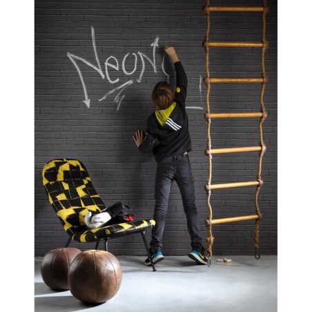 Good Vibes Tapete Chalkboard Brick Wall Schwarz und Grau