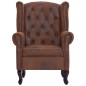 vidaXL Chesterfield-Sessel und Fußhocker Braun Wildleder-Optik vidaXL Chesterfield-Sessel und Fußhocker Braun Wildleder-Optik