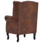 vidaXL Chesterfield-Sessel und Fußhocker Braun Wildleder-Optik vidaXL Chesterfield-Sessel und Fußhocker Braun Wildleder-Optik