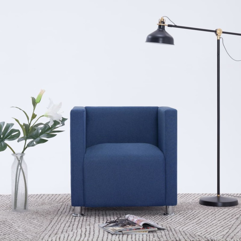 vidaXL Würfel-Sessel Blau Stoff vidaXL Würfel-Sessel Blau Stoff