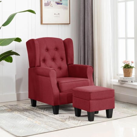 vidaXL Sessel mit Fußhocker Weinrot Stoff 