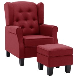 vidaXL Sessel mit Fußhocker Weinrot Stoff 