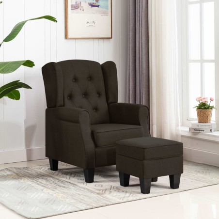 vidaXL Sessel mit Fußhocker Dunkelbraun Stoff 