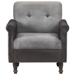 vidaXL Sessel Schwarz Echtleder und Segeltuch