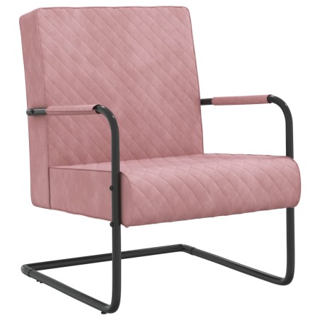 vidaXL Freischwinger Rosa Samt