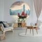 WallArt Fototapete Skyline with Junk Boat Rund 142,5 cm WallArt Fototapete Skyline with Junk Boat Rund 142,5 cm