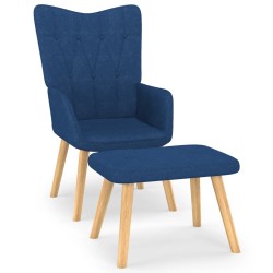 vidaXL Relaxsessel mit Hocker Blau Stoff