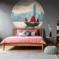 WallArt Fototapete Skyline with Junk Boat Rund 142,5 cm WallArt Fototapete Skyline with Junk Boat Rund 142,5 cm
