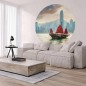 WallArt Fototapete Skyline with Junk Boat Rund 142,5 cm WallArt Fototapete Skyline with Junk Boat Rund 142,5 cm