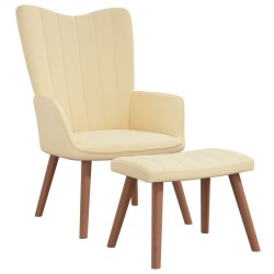 vidaXL Relaxsessel mit Hocker Cremeweiß Samt