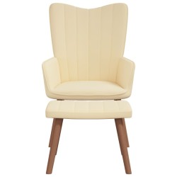 vidaXL Relaxsessel mit Hocker Cremeweiß Samt