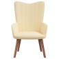 vidaXL Relaxsessel mit Hocker Cremeweiß Samt vidaXL Relaxsessel mit Hocker Cremeweiß Samt