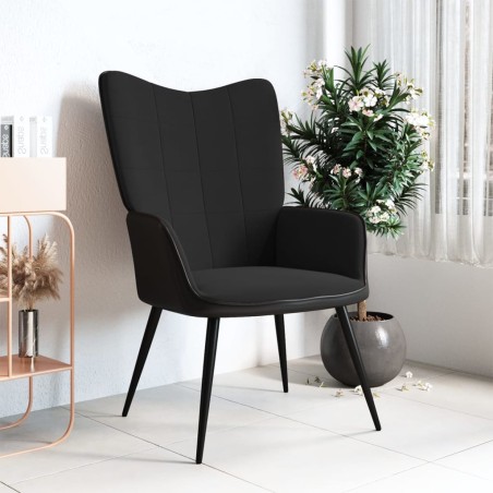 vidaXL Relaxsessel Schwarz Samt und PVC