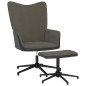 vidaXL Relaxsessel mit Hocker Dunkelgrau Samt und PVC vidaXL Relaxsessel mit Hocker Dunkelgrau Samt und PVC