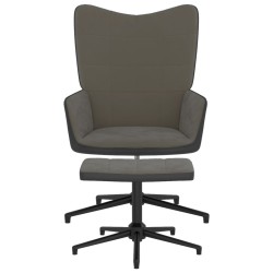 vidaXL Relaxsessel mit Hocker Dunkelgrau Samt und PVC