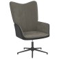 vidaXL Relaxsessel mit Hocker Dunkelgrau Samt und PVC vidaXL Relaxsessel mit Hocker Dunkelgrau Samt und PVC