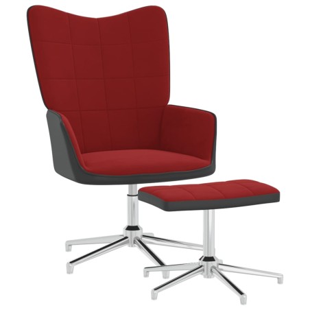 vidaXL Relaxsessel mit Hocker Weinrot Samt und PVC