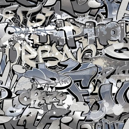 Good Vibes Tapete Graffiti Grau und Blau