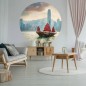 WallArt Fototapete Skyline with Junk Boat Rund 190 cm WallArt Fototapete Skyline with Junk Boat Rund 190 cm
