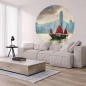 WallArt Fototapete Skyline with Junk Boat Rund 190 cm WallArt Fototapete Skyline with Junk Boat Rund 190 cm