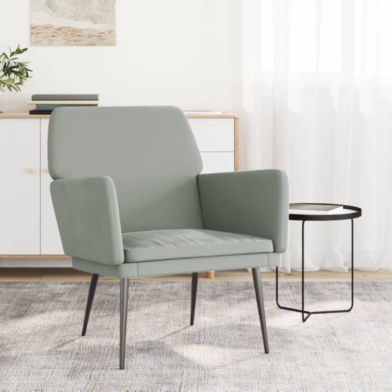 vidaXL Sessel Hellgrau 62x79x79 cm Samt vidaXL Sessel Hellgrau 62x79x79 cm Samt