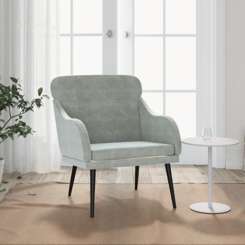 vidaXL Sessel Hellgrau 63x76x80 cm Samt vidaXL Sessel Hellgrau 63x76x80 cm Samt