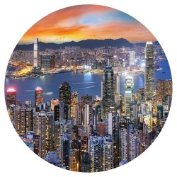 WallArt Fototapete Skyline by Night Rund 142,5 cm