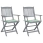 vidaXL Klappbare Gartenstühle 2 Stk. mit Kissen Massivholz Akazie vidaXL Klappbare Gartenstühle 2 Stk. mit Kissen Massivholz Akazie