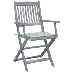 vidaXL Klappbare Gartenstühle 2 Stk. mit Kissen Massivholz Akazie