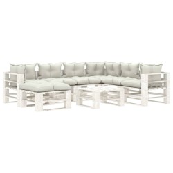 vidaXL 8-tlg. Garten-Lounge-Set Paletten mit Kissen in Beige Holz