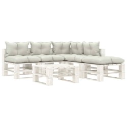 vidaXL 6-tlg. Garten-Lounge-Set Paletten mit Kissen in Beige Holz