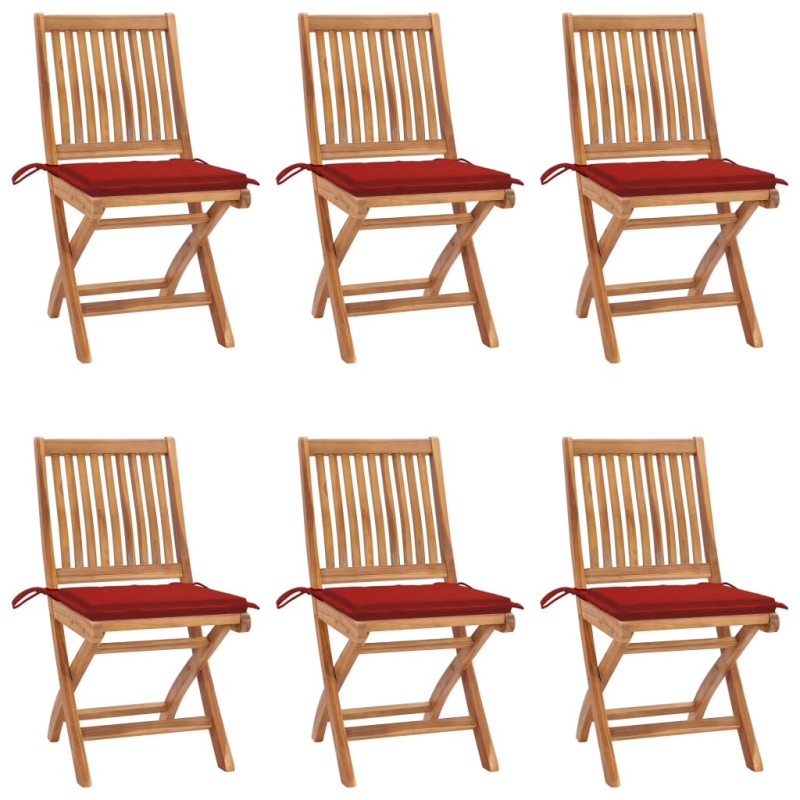 vidaXL Klappbare Gartenstühle mit Kissen 6 Stk. Massivholz Teak vidaXL Klappbare Gartenstühle mit Kissen 6 Stk. Massivholz Teak
