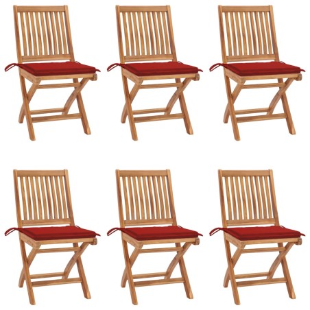 vidaXL Klappbare Gartenstühle mit Kissen 6 Stk. Massivholz Teak