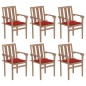 vidaXL Stapelbare Gartenstühle mit Kissen 6 Stk. Massivholz Teak vidaXL Stapelbare Gartenstühle mit Kissen 6 Stk. Massivholz Teak