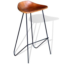 vidaXL Barhocker 2 Stk. Schwarz und Braun Echtleder 