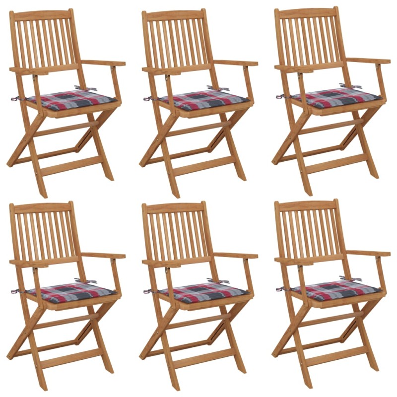 vidaXL Klappbare Gartenstühle 6 Stk. mit Kissen Massivholz Akazie vidaXL Klappbare Gartenstühle 6 Stk. mit Kissen Massivholz Akazie