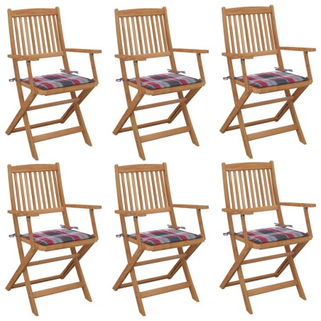 vidaXL Klappbare Gartenstühle 6 Stk. mit Kissen Massivholz Akazie