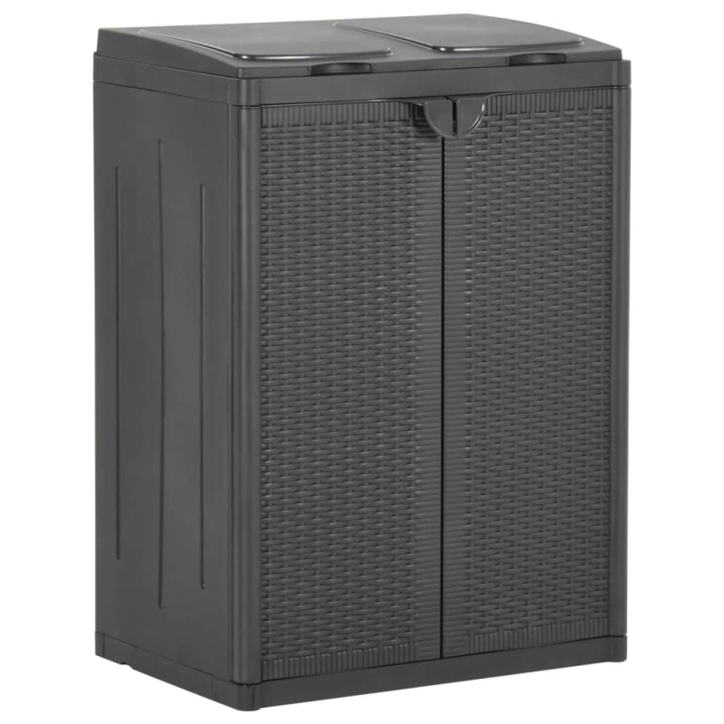 vidaXL Mülleimer mit 2 Türen Schwarz 65x45x88 cm PP vidaXL Mülleimer mit 2 Türen Schwarz 65x45x88 cm PP