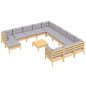 vidaXL 13-tlg. Garten-Lounge-Set mit Grauen Kissen Kiefernholz vidaXL 13-tlg. Garten-Lounge-Set mit Grauen Kissen Kiefernholz