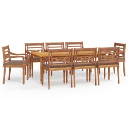vidaXL 9-tlg. Garten-Essgruppe mit Kissen Massivholz Teak