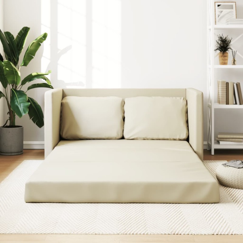 vidaXL Bodensofa mit Schlaffunktion Creme 112x174x55 cm Kunstleder vidaXL Bodensofa mit Schlaffunktion Creme 112x174x55 cm Kunstleder