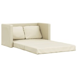 vidaXL Bodensofa mit Schlaffunktion Creme 112x174x55 cm Kunstleder